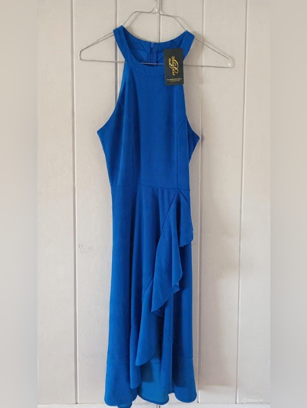 Elegant Royal Blue Ruffle Dress Size Small - New With Tags